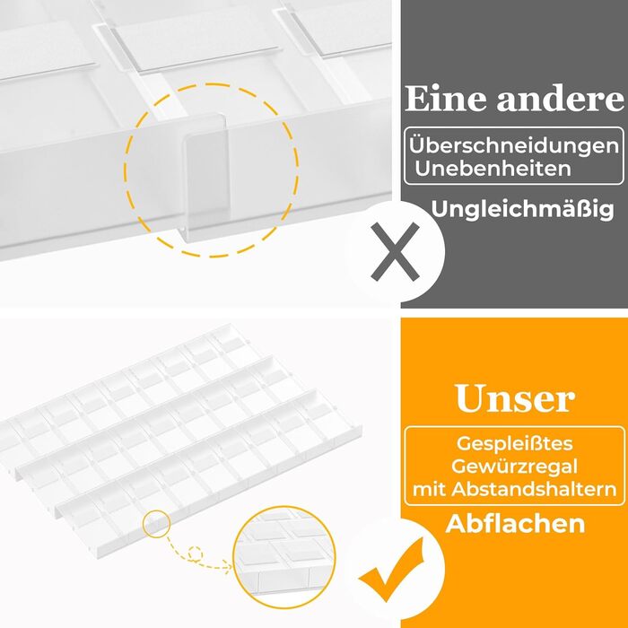 Організатор для спецій Famhap, 24 шт. Прямокутні полички для спецій, органайзер для спецій у ящик, полиці для спецій, органайзер для спецій, прозорі