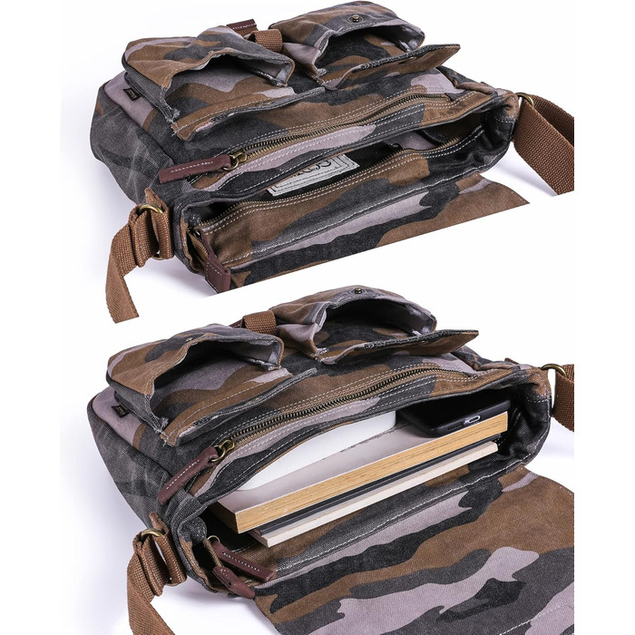 Сумка на плече Gootium з тенту – Месенджер Canvas Vintage для жінок та чоловіків (Camo)