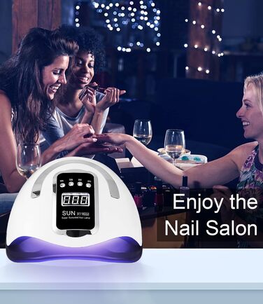 LED лампа для гель-лаку 280W з 66 LED, професійна для швидкого сушіння нігтів з таймером, LCD дисплеєм та сенсором для пальців та нігтів, підходить для гель-лаку та шелаку