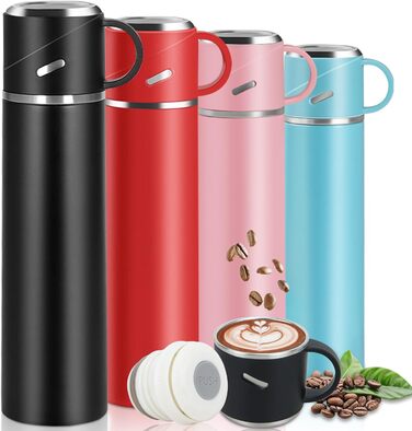 Термос IAGORYUE з нержавіючої сталі, 0,55л, з ізоляцією, витокозахисним кришкою та ручкою, двостінний, зберігає тепло/холод до 12 годин, для спорту, офісу, відпочинку на природі, чорний