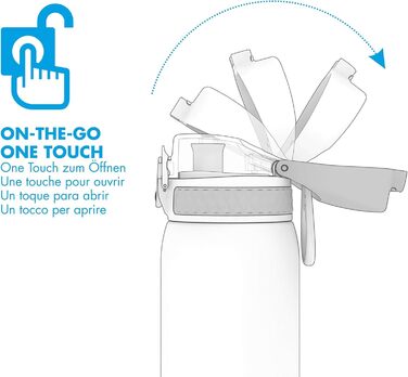 Ion8 Stainless Steel Water Bottle, 600 ml, Leak-Proof, One-Handed Opening, Secure Locking Mechanism, Dishwasher Safe, Flip-Top Lid, Carrying Handle, Easy to Clean, Durable & Scratch-Resistant