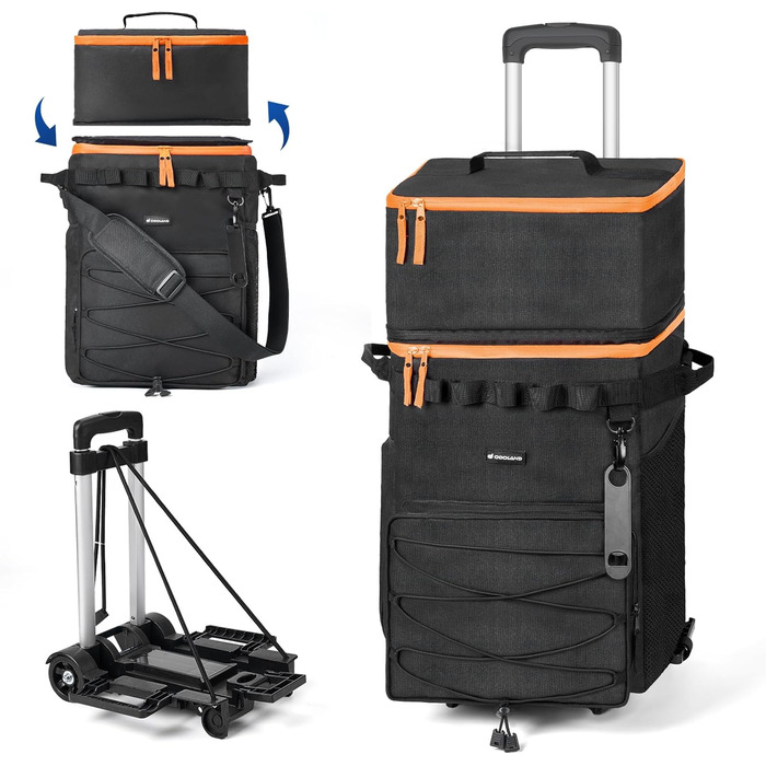 Odoland Large Cooler Bag 48/72 can Rolling Cooler Picnic Bag with Wheels and Handle Leak-Proof & Waterproof Insulated Bag for Food Drinks Insulated Bag for Picnic Beach Camping Travel Outdoor
