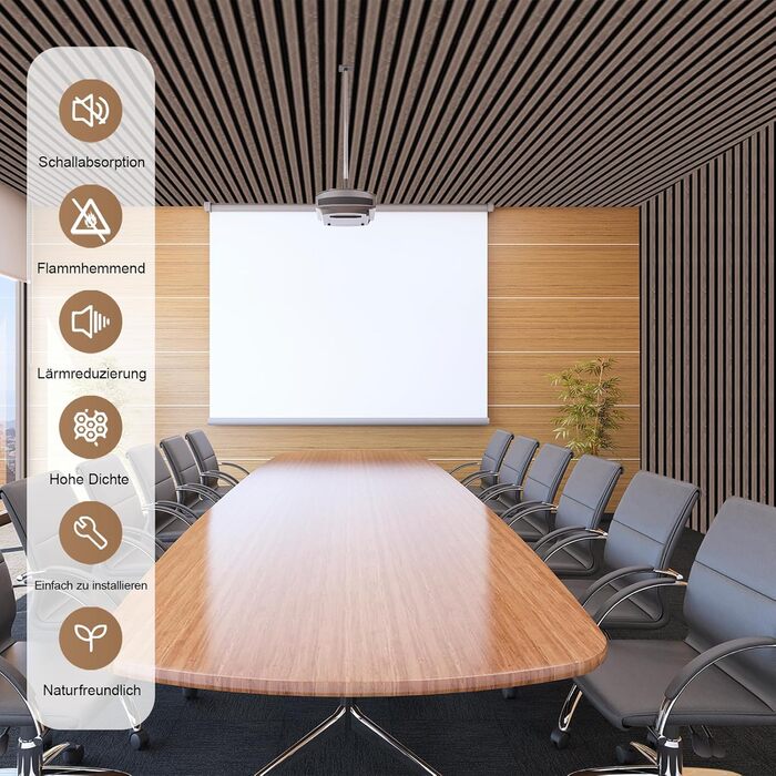 Акустичні 3D-панелі з дерева AKK-PANE (чорний горіх), 240x60 см, 1.44м² — декоративні стінні панелі для шумоізоляції кухні, вітальні та офісу