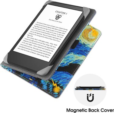 Чохол для eReader 6 дюймів: Kindle, Kobo, Tolino, Pocketbook, Sony. Чохол-підставка з петлею. Зіркове небо