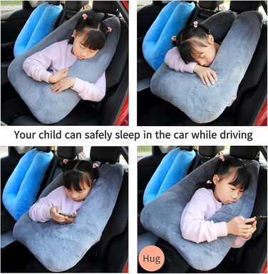 FHSGGP Travel Pillow Child Neck Pillow Car Sleep Pillow for Long Journeys U-Shape Car Seat Belt Pillow Travel Pillow for Kids Artificial Rabbit Fur Grey