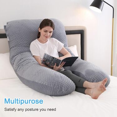 Вагітний подушка SHANNA U-подібної форми, подушка для сну на боці, подушка для годування, сірий, 70 x 145 см