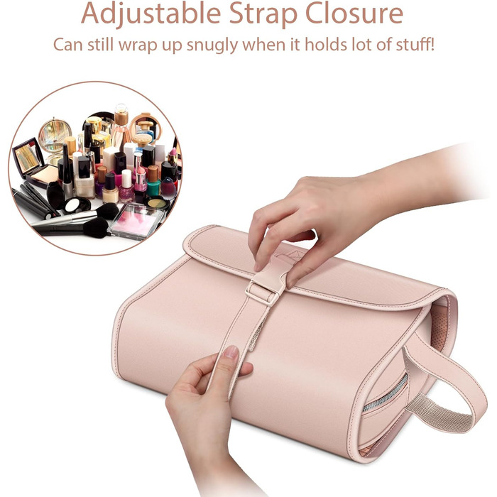 Fintie Косметичка-органайзер для подорожей, водонепроникна, велика, рожева