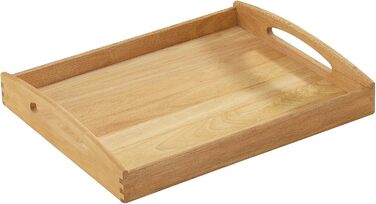 Zassenhaus Rectangular Wooden Tray | 44x36x7cm in size | Sustainable Rubberwood | Wooden Serving Tray | Tray with Carrying Handles | Breakfast, Home Office, Tea Drinking | Food Tray