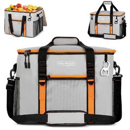 Сумка-холодильник INSMEER 50 л, 80 банок, сіра - для пікніка, кемпінгу, пляжу