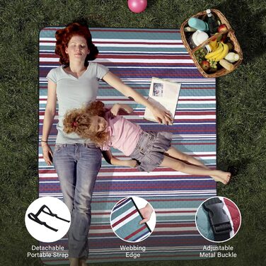 Килимок для пікніка HX&OD великого розміру (203x152 см), водонепроникний, 3-шаровий, для кемпінгу, подорожей, парків, концертів, червоний