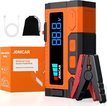 Powerbank для запуску автомобіля JDMCAR JM02: 6000A, 12V, LCD, LED, для бензинових та дизельних авто (до 9L/8.5L)