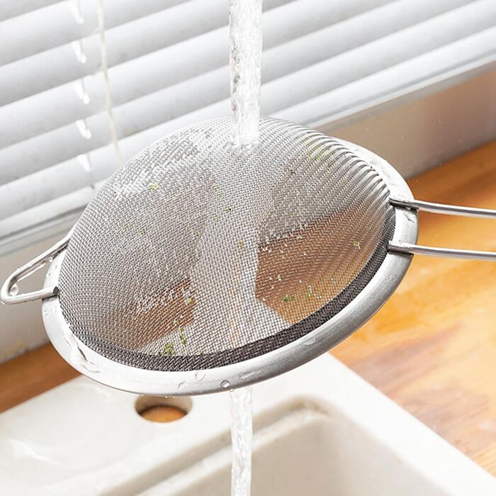 Набір сит з нержавіючої сталі Hinapan (3 шт.), дрібний профіль, стабільні ручки, 3 гачки, придатні для миття в посудомийній машині, ідеально підходять для борошна, рису, кіноа, чаю та макаронів