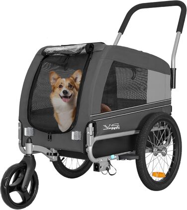 Універсальний візок для собак Tiggo VS Pets 2в1: візок та велосипедний причіп, сірий