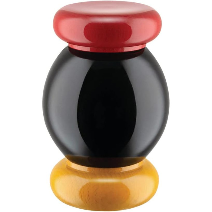 Alessi Totem Domestici ES18 – дизайнерський млин для солі, перцю та спецій з бука, чорного, жовтого та червоного дерева