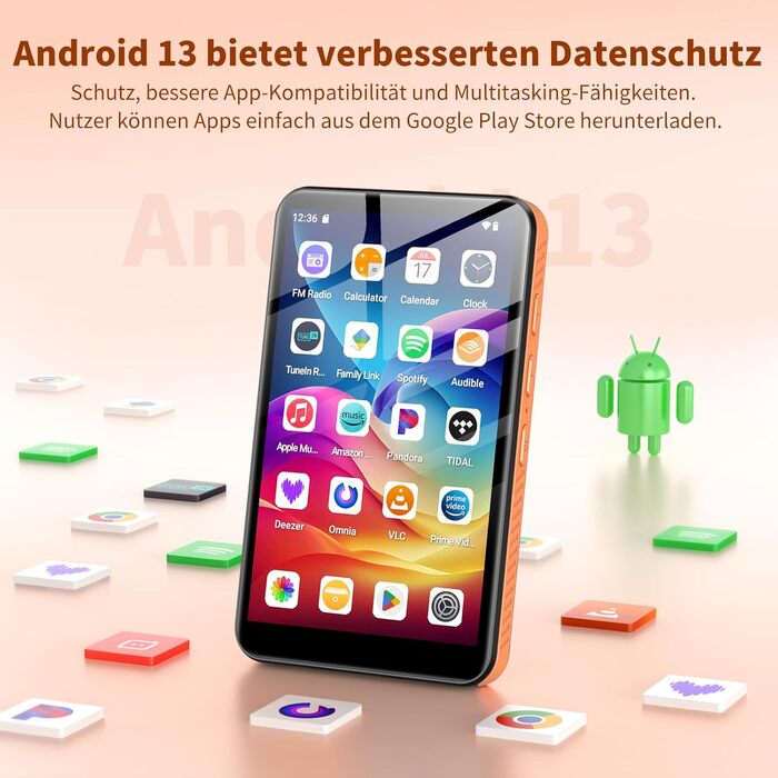 MP3 плеєр Bluetooth WiFi Android 13, 4