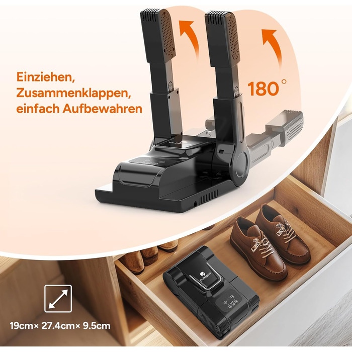 DR.PREPARE Shoe Dryer Electric with 3 Modes and Timer for Leather Shoes, Soccer Shoes, Ski Boots, Socks, and Hats, 360° Effective Drying