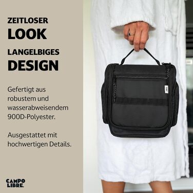 Чоловіча косметичка Tony Kulturbeutel Capo Libre® з 11 відділеннями, преміум-якість, водонепроникна, чорна (M)