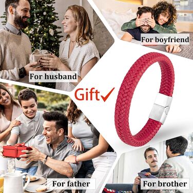 Чоловічий шкіряний браслет Armand, 21 см. Чорний, зелений, червоний, білий. Ідеальний подарунок на День батька.