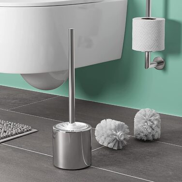 5 x WELLGRO Stainless Steel Toilet Brush White - Replacement Toilet Brush - Toilet Brush - Brush - Replacement Toilet Brush - Replacement Brush
