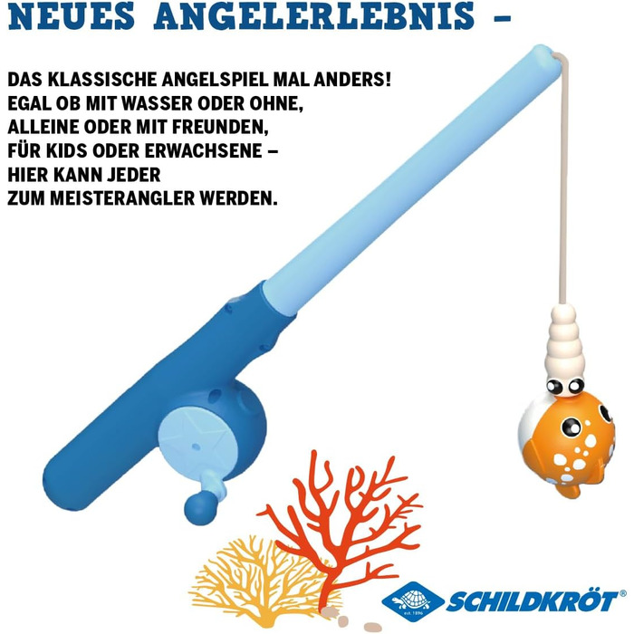 Schildkröt® Fishing Game Set, magnetic fishing game, for indoor and outdoor use, telescopic fishing rod, 3-liter collapsible bucket, BPA-free