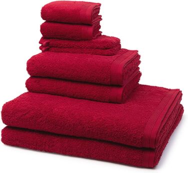 Möve - Superwuschel - 2 X Washcloth - 2 X Guest Towel - 2 X Shower Towel - Cotton (8-Piece Set Ruby)