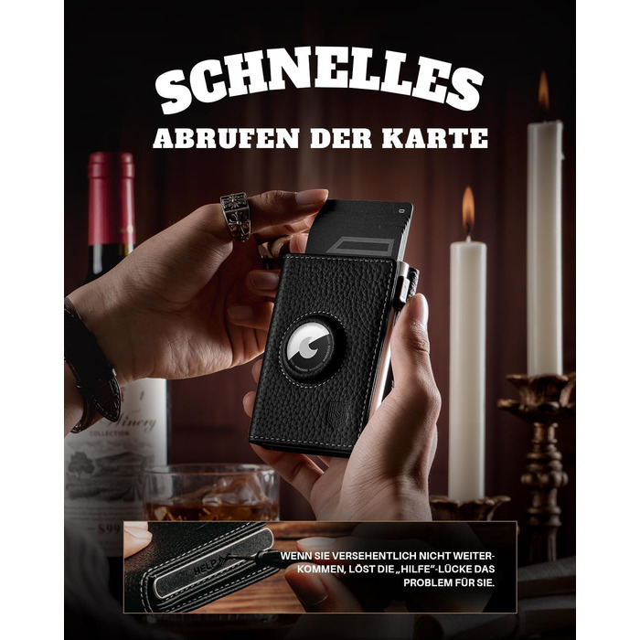 Портмоне DODENSHA® MagSnap для чоловіків з RFID захистом та відділенням для AirTag® I Кредитниця для 10+ карток I Портмоне з монетницею I (Чорний)