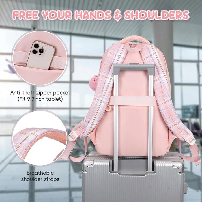 Шкільний рюкзак для дівчаток (3 шт.): рюкзак, ланч-бокс, пенал. 3-5 клас. Рожевий