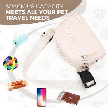 Сумка для дресирування собак Leckerlibeutel, з невеликим кишеньковим мішечком, вбудованим диспенсером для собачих екскрементів та тримачем для пакетів, кремового кольору