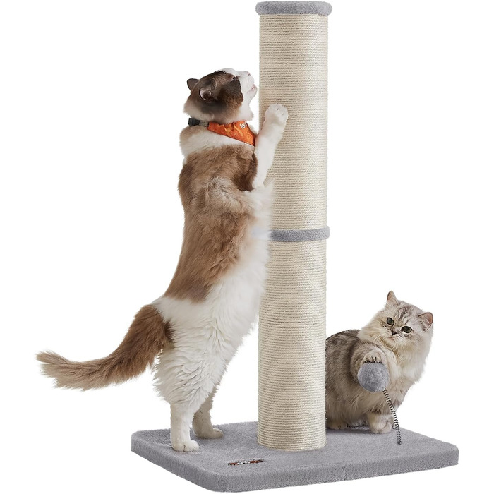 Feandrea Cat Tree, 85 cm tall, scratching post, 13 cm thick trunk, cat tree, scratching trunk for medium and large cats, sisal trunk, with plush ball and bell, Dove Gray PCA041G01