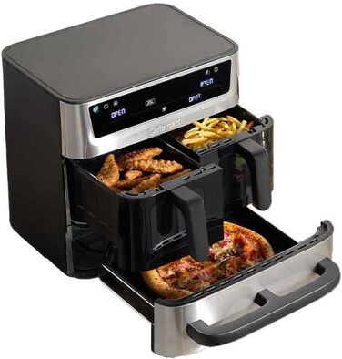 Фритюрниця Cuisinart XXL 10.4L з двома зонами нагріву | Без PFAS та хімікатів | Для смаження, грилю, випікання, дегідратації та підтримання тепла | 2 камери (2 x 5.2L) | 8+ порцій | Деталі придатні для миття в посудомийній машині (3 камери, нержавіюча ста