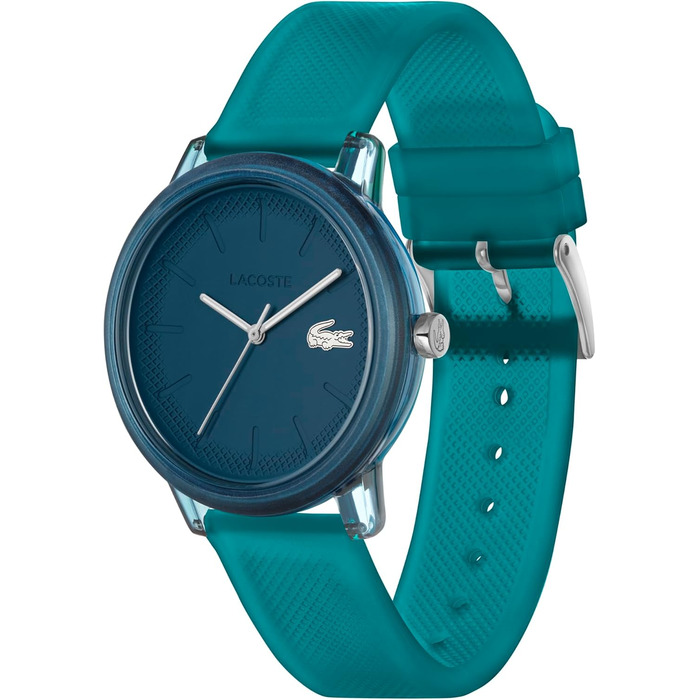 Годинник Lacoste чоловічий кварцовий з колекції Lacoste.12.12. Стильний силіконовий ремінець з текстурою Petit Piqué (Turquoise)