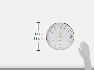 TFA Dostmann Analog Wall Clock, 60.3534.55, 30cm, energy-efficient metal frame, quiet movement, modern design, with glass cover (Copper)