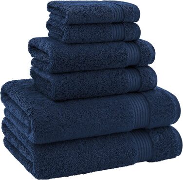 Набір махрових рушників для ванни American Bath Towels з 100% бавовни, ультрам'які та гігроскопічні, 6 предметів (2 банні, 2 для рук, 2 маленькі), темно-синій, XL