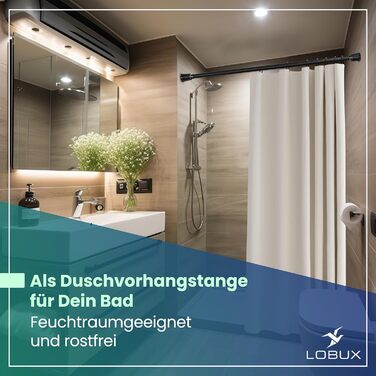 Штанга для штор без свердління – телескопічна штанга для штор, розтяжна – штанга для душу без свердління – штанга для штор, штанга для душу, вішалка для одягу, кріплення для сітки для котів (70-120 см, чорний)