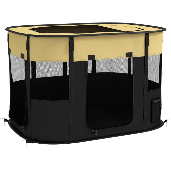 Клітка для собак PawHut, переносна, складана, жовта, 94 x 74 x 60 см