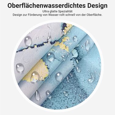 Штора для ванної кімнати 180x200 см, антигрибкова, водовідштовхувальна, поліестер, з кільцями (Світло-блакитний мармур)