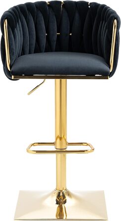 SUPPNEED Velvet Bar Stools 2-Pack - Adjustable Swivel Barstools with Backrest for Kitchen & Bar (Black)