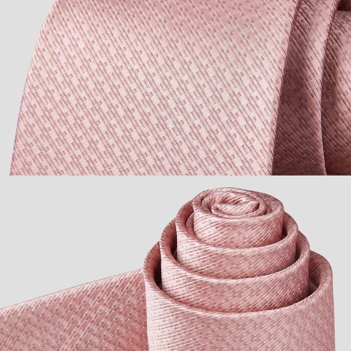 Краватка та нагрудна хустинка Enlision: класичний комплект для весілля та ділових зустрічей (рожевий)