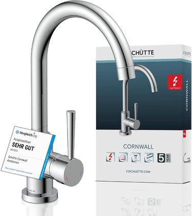 Кран кухонний SCHÜTTE Cornwall, 360° поворотний, з однорідним змішувачем, для раковини, хром, низький тиск