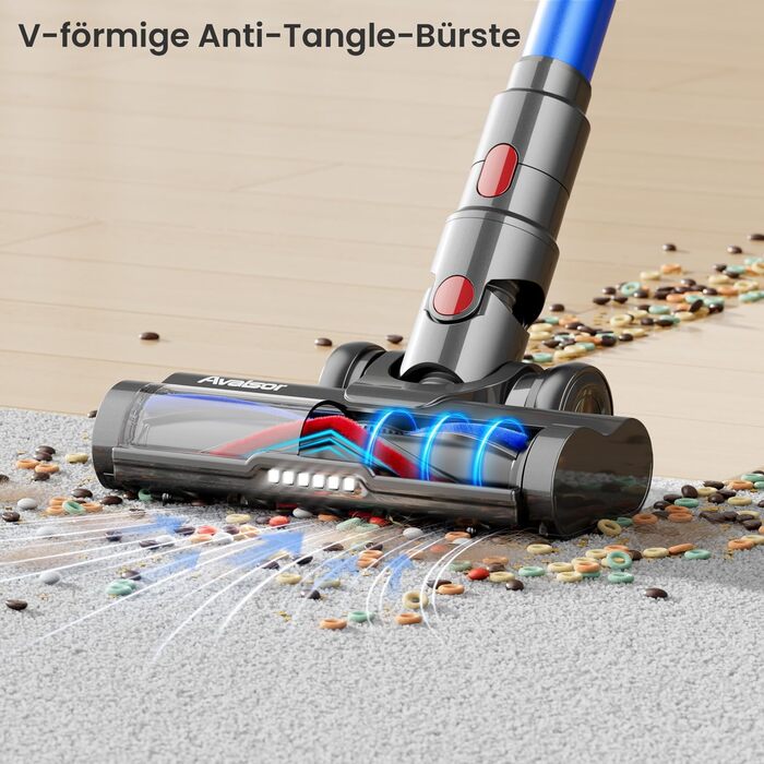 Avalsor Cordless Vacuum Cleaner 45000Pa/550W/70Min, 1.5L Capacity with LED Touchscreen and Anti-Tangle Brush, Cordless Vacuum Cleaner with 8-Layer Filter for Hard Floors/Carpets/Pet Hair Blue
