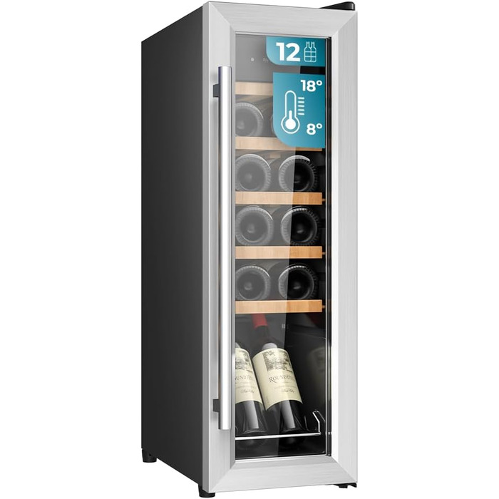 Холодильник для напоїв Cecotec Bolero GrandSommelier 2050 Black - 24 пляшки, компресорний, 5-18°C, Inox + дерево