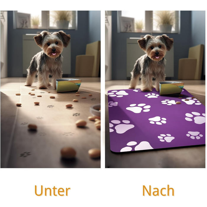 Підкладка під миску для кота JanYoo 50x35 см, вологостійка, неслизька, сіра/фіолетова