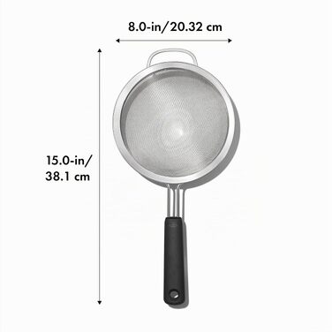 Сіточне дрібне сито OXO Good Grips, 20,3 см, з нержавіючої сталі та антиковзаючою ручкою для промивання продуктів