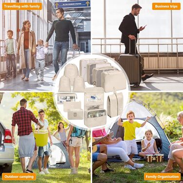 Набір органайзерів для валізи 12 шт. Packing Cubes, бежевий - Розділювачі для одягу в подорожі та на відпочинок