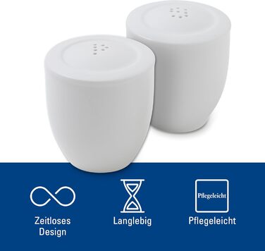 Villeroy & Boch - For Me Set Salt and Pepper Shakers, decorative spice dispensers made of premium porcelain, dishwasher safe, white