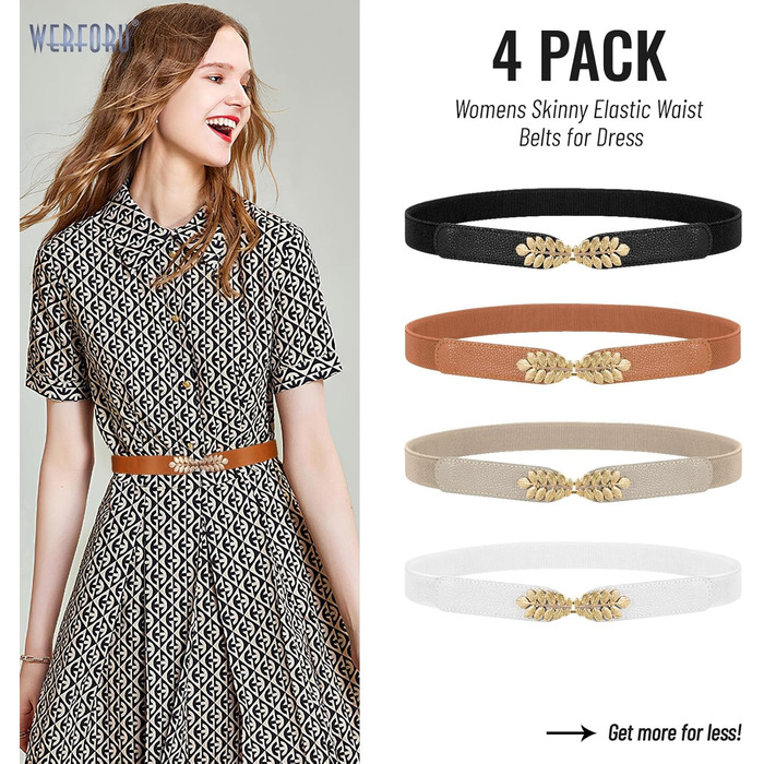 Еластичний пояс для жінок WERFORU: широкий, вінтажний, для суконь, чорний, білий, коричневий, бежевий, обхват талії 82-99 см