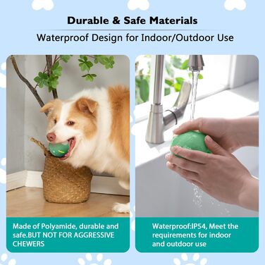 Interactive Dog Ball Toy, Durable Automatic Rolling Ball for Puppies/Small/Medium Dogs, USB Rechargeable (Green)