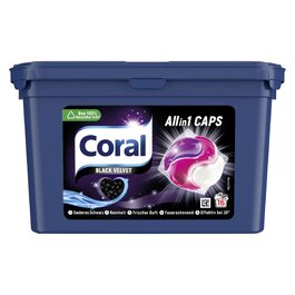 Капсули для прання темної білизни Coral Allin1 Black Velvet, тривалий аромат, 64 шт (4х16), 1356 г