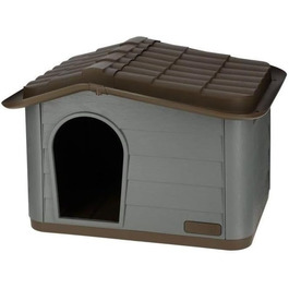 Kerbl Cat House Paola Eco (Cat Shelter UV and Weather Resistant, Cat Cave Indoor and Outdoor, Pet House, 60 x 51 x 41 cm, gray-green/brown) 81341 (75x59x55 cm)