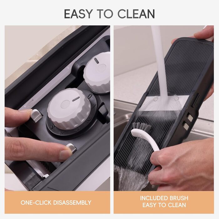 Набір для нарізки овочів ONCE FOR ALL з піддоном, тертка для овочів, ідеально для нарізки картоплі фрі та картоплі, нарізчик цибулі, тертка для огірків - кубик-нарізник (оновлена версія Space Grey + набір кошиків Asphalt) (Space Grey)